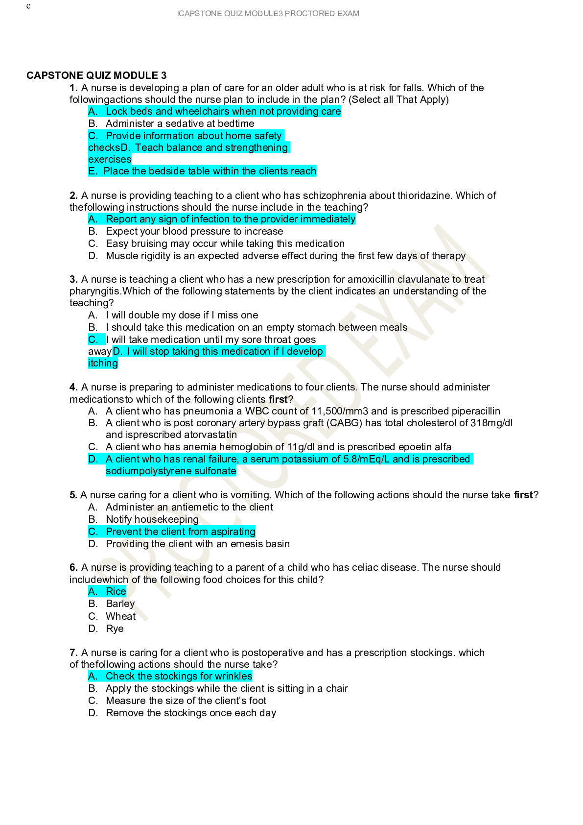 Preview image of CAPSTONE PROCTORED MODULE 3 ATI QUIZ document