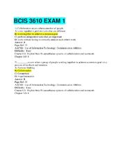 Preview of BCIS 3610 Basic Information Systems BCIS 3610 EXAM 1 QUESTIONS AND ANSWERS( COMPLETE SOLUTION)