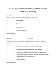 Preview of SCI 115 Evolution Final Exam (updated 2020) – Saint Leo University | SCI 115 Evolution Final Exam (updated 2020)