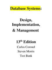 Preview page 1 of Database Systems Design, Implementation,& Management 13th Edition-Carlos Coronel, Steven Morris-Test Bank