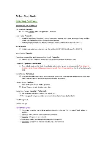 Preview page 1 of Teas 6 test,Reading,Maths Section, Science Section, English Section, All Complete, A+ Guide