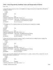 Preview of CH 03 - Linear Programming: Sensitivity Analysis and Interpretation of Solution. Questions and Answers