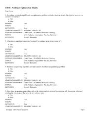 Preview of CH 08 - Nonlinear Optimization Models. Questions and Answers