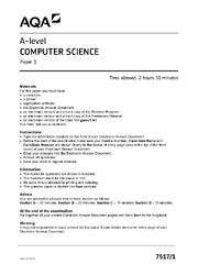 Preview of AQA A-level Systems, Programing &amp; Algorithms 7517/1 Systems, Programing &amp; Algorithms Paper 1. June 2021. QP
