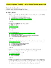 Preview of Basic Geriatric Nursing 7th Edition Williams Test Bank (Chapters 1-20 )