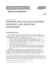 Preview of Case Solutions/ Notes for Operations Management Reading Process Analysis, By Roy D. Shapiro