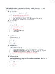Preview of Linux Essentials Final Comprehensive Exam (Modules 1 - 16) Answer