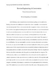 Preview page 1 of reverse_engineering_a_conversation.docx  Reverse Engineering A Conversation  Western Gover