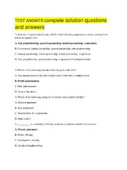 Preview of TEST ANSWER complete solution questions and answers