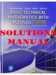 Preview of Solutions Manual for Basic Technical Mathematics with Calculus, SI Version, 11th edition By Allyn J. Washington, Richard Evans, Michelle Boué, Elizabeth Fabbroni Martin