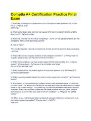 Preview of Comptia A+ Certification Practice Final Exam | 60 Questions with 100% Correct Answers