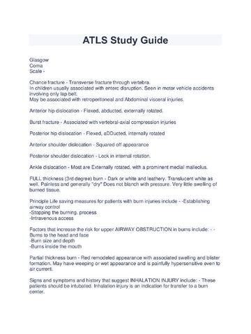 Preview page 1 of ATLS Study Guide (Updated Study Guide for Year 2022/2023)