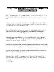 Preview page 1 of DTS (Basic) - DTS Travel Documents (DTS 101) 2022 with complete solution