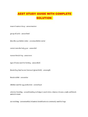 Preview page 1 of AEST STUDY GUIDE WITH COMPLETE SOLUTION