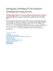 Preview of Setting Up a Windows PC for Software Development Using Python. With Graphical Illustrations, Examples and Practrical Applications