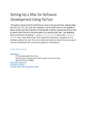 Preview of Setting Up a Mac for Software Development Using Python; With Graphical Illustrations, Examples and Practrical Applications