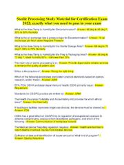 Preview of Sterile Processing Study Material for Certification Exam 2022; exactly what you need to pass in your exam
