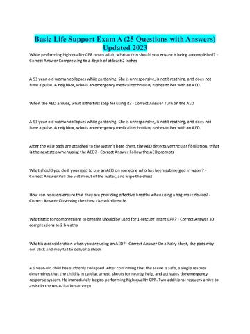 Preview page 1 of Basic Life Support Exam A