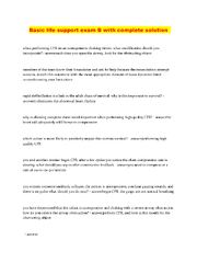 Preview page 1 of Basic life support exam B with complete solution