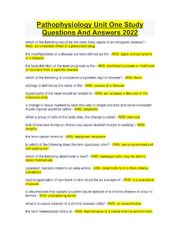 Preview of Pathophysiology Unit One Study  Questions And Answers 2022