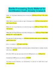 Preview of Sterile Processing Study Material for Certification Exam Already Graded A
