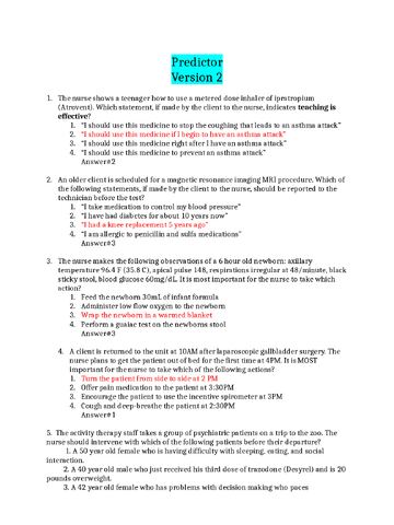 Preview page 1 of Kaplan Predictor Version 2 QUESTION AND ANSWERS