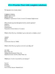 Preview of CLA Practice Test with complete solutions