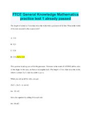 Preview of FTCE General Knowledge Mathematics practice test 1 already passed