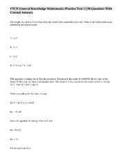 Preview of FTCE General Knowledge Mathematics Practice Test 1 | 50 Questions With Correct Answers