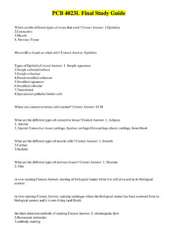 Preview page 1 of PCB 4023L Final Study Guide