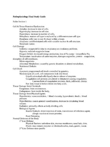 Preview page 1 of Pathophysiology Final Study Guide Patho Section 1 2022