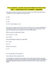 Preview of FTCE General Knowledge Mathematics Practice Test 1 Questions with Correct Answers