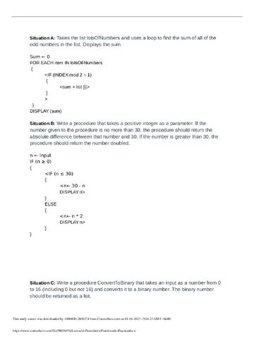 Preview page 1 of PROGRAMMING/SOFTWARE > Alexander Hamilton High School SCIENCE 101  Lists and Procedures Psuedocode Practice