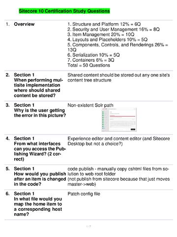 Preview page 1 of Sitecore 10 Certification Study Questions And Answers
