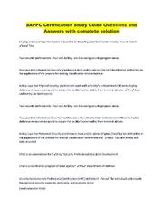 Preview of SAPPC Certification Study Guide Questions and Answers with complete solution