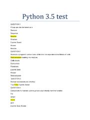 Preview of CS192 Python 3.5 Test |  50 Questions &amp; Correct Answers