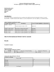 Preview of STAT200 - Assignment  2: Descriptive Statistics Analysis and Writeup