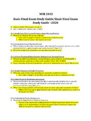 Preview of NUR 2032 Basic Final Exam Study Guide/Basic Final Exam Study Guide –2020  Mental Health ATI chapters 2, 5, &amp; 12