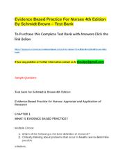 Preview of Evidence Based Practice For Nurses 4th Edition By Schmidt Brown - Test Bank