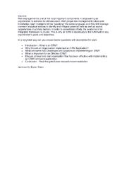 Preview of Computer Science  Engineering &amp; Technology  Information Security  Risk management is one of the most important components in empowering an organization to achieve its ultimate vision. With proper risk management... Share Question