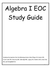 Preview of Algebra I EOC Study Guide