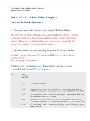 Preview page 1 of Jackson Weber (Complex) Documentation Assessment | Vsim  For Nursing Pediatric Case 2