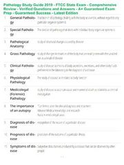 Preview of Pathology Study Guide 2019 - FTCC State Exam - Comprehensive Review - Verified Questions and Answers - A+ Guaranteed Exam Prep - Guaranteed Success - Latest Edition