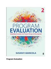 Preview of EPUB Program Evaluation Embedding Evaluation into Program Design and Development 2nd Edition By Susan P. Giancola