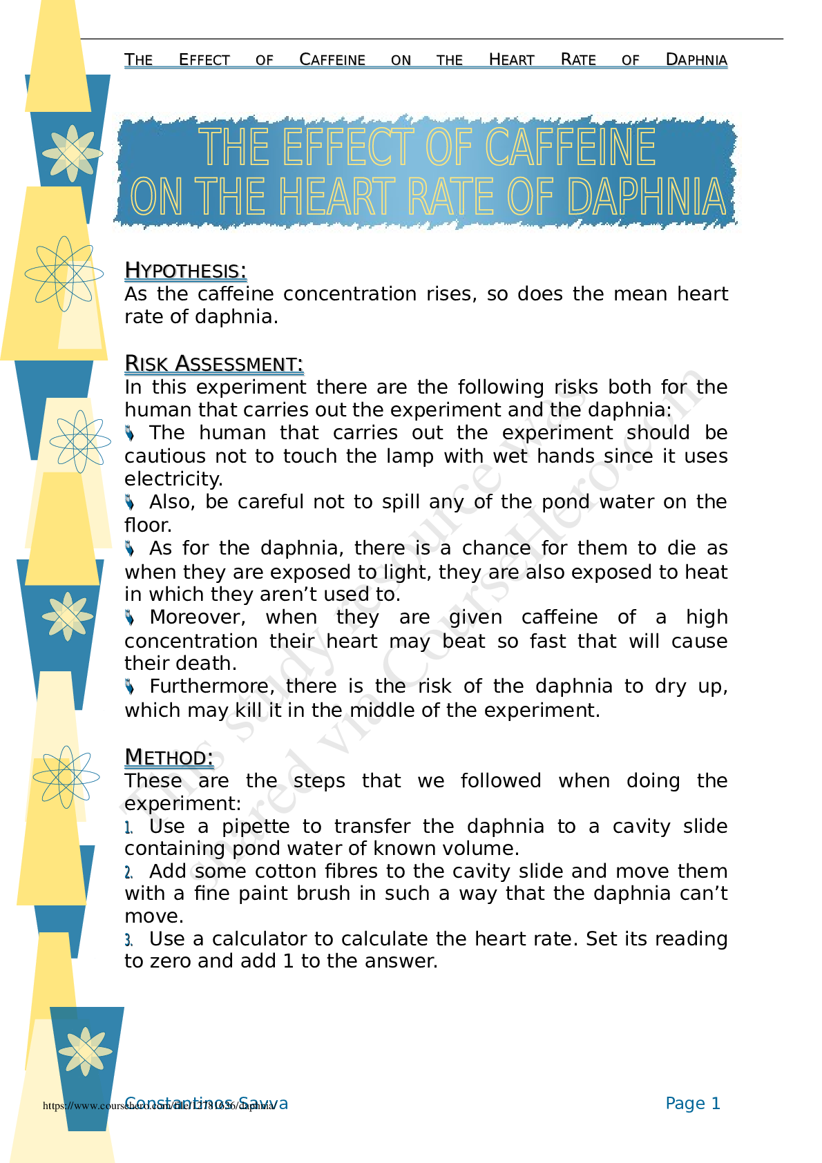 Preview image for THE EFFECT OF CAFFEINE ON THE HEART RATE OF DAPHNIA