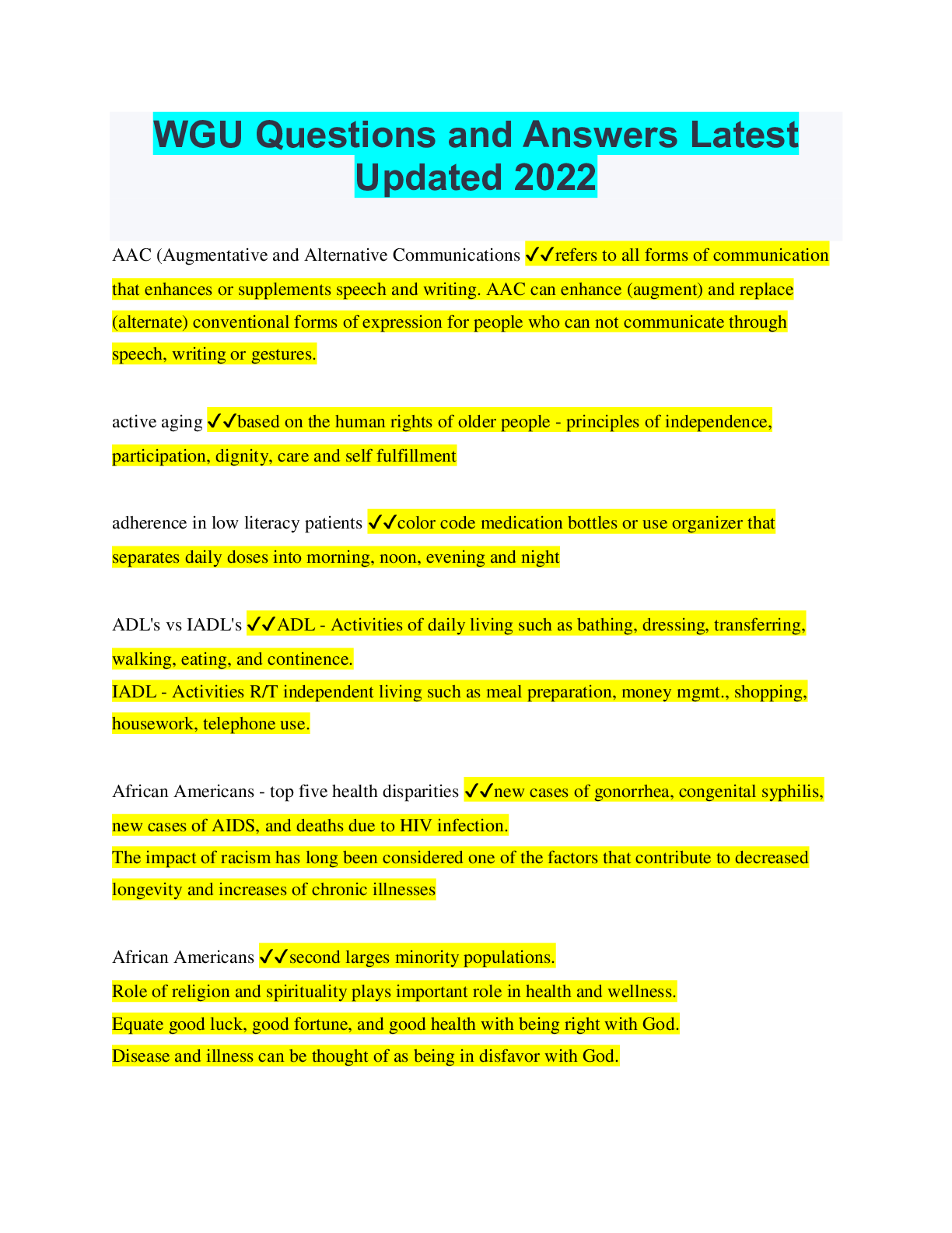 Preview image for WGU Questions and Answers Latest  Updated 2022/2023