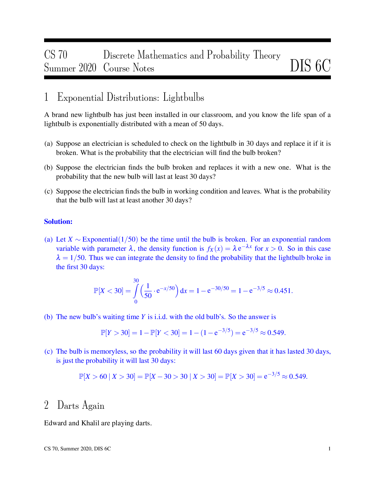 Preview image for University of California, Berkeley - CS 70 CS 70 Discrete Mathematics and Probability Theory Summer 2020. With all Solutions Worked Out.