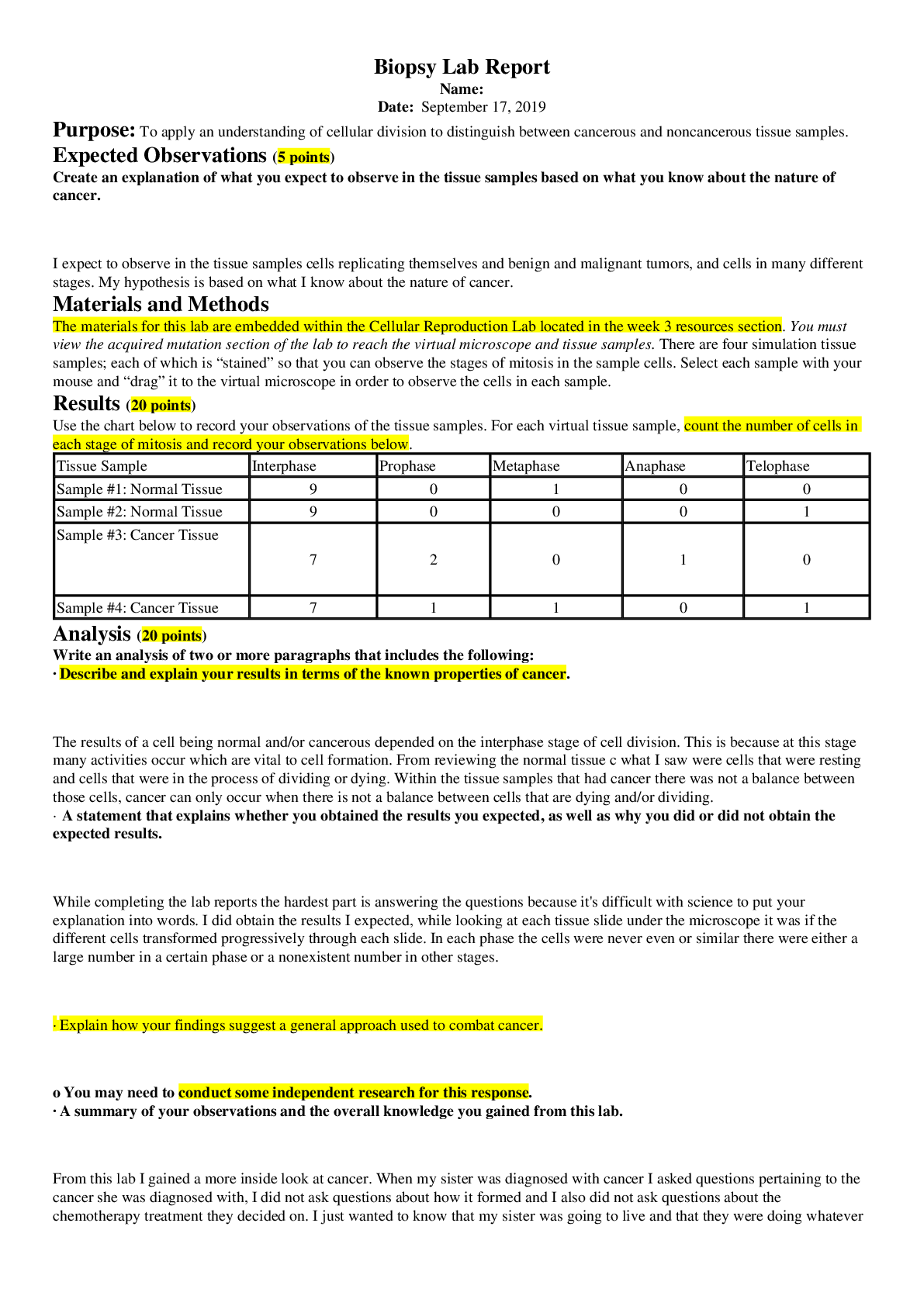 Preview image of [Solved] BIOL 1001 Week 3 Biopsy Lab Report document