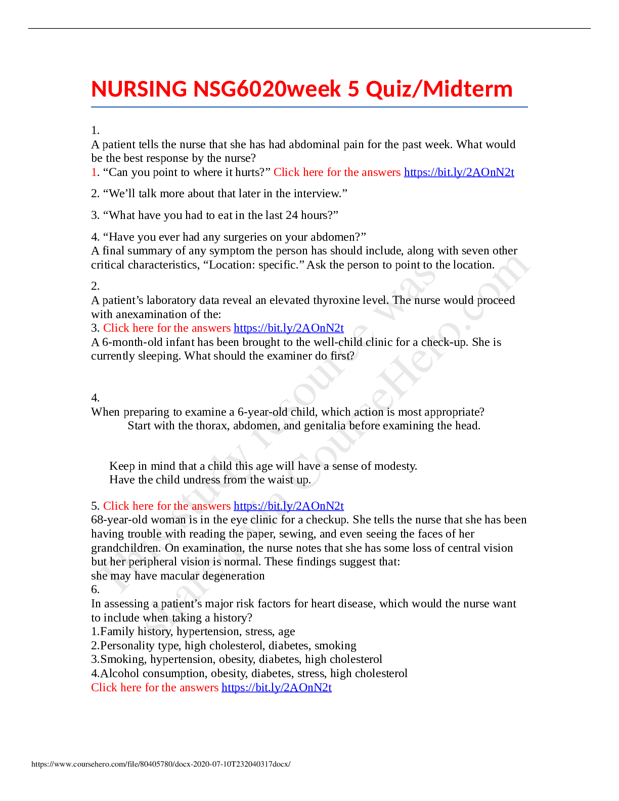 Preview image of NURSING NSG6020week 5 Quiz/Midterm document