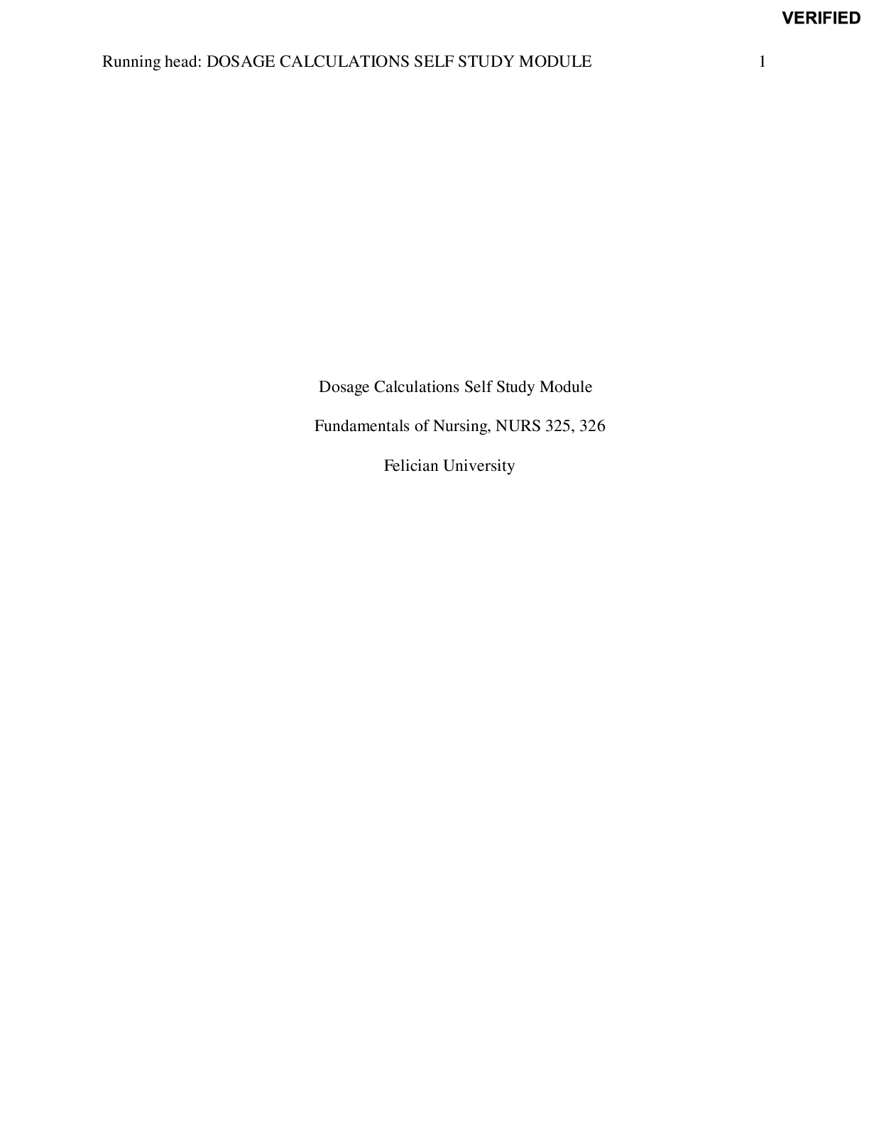 Preview image for DOSAGE CALCULATIONS SELF STUDY MODULE